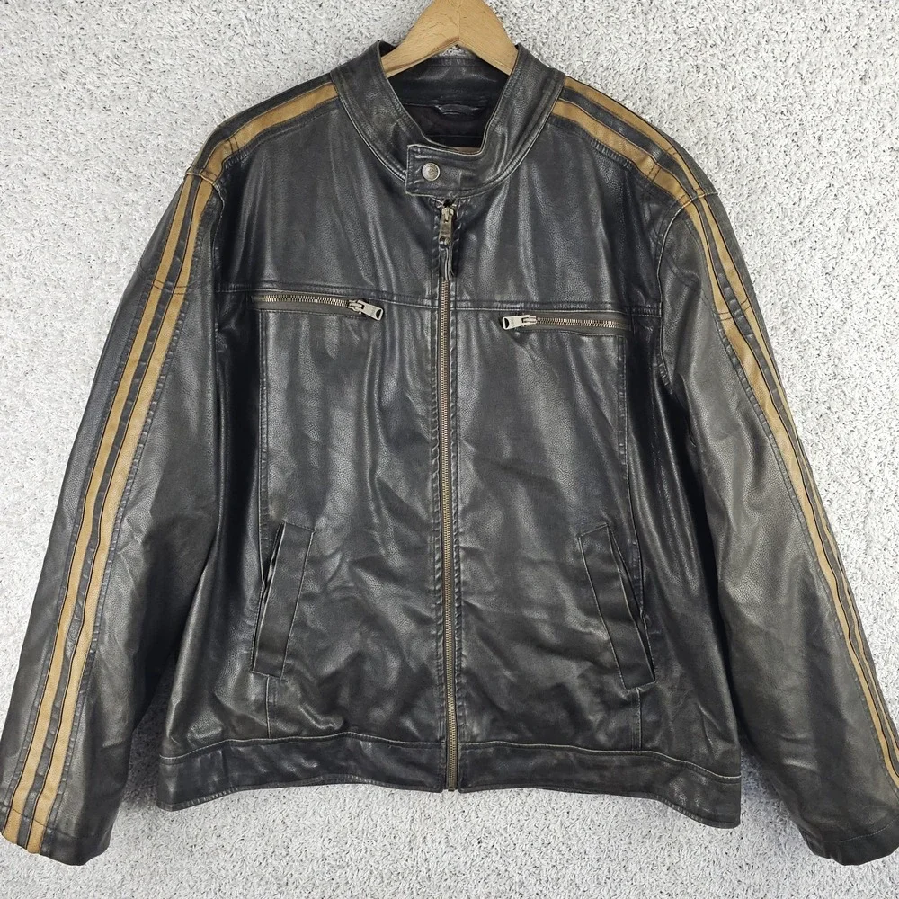 Vintage Arizona Jeans Co Faux Leather Racer Cafe Jacket Size 2XL Moto Quilted